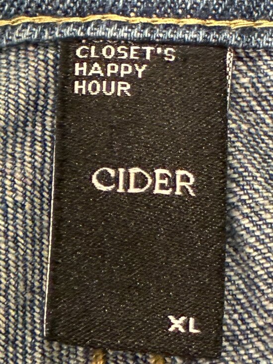 CIDER Denim Mid-Rise Wide Leg Cargo Bermuda Shorts Dark Wash Women XL - Picture 6 of 9